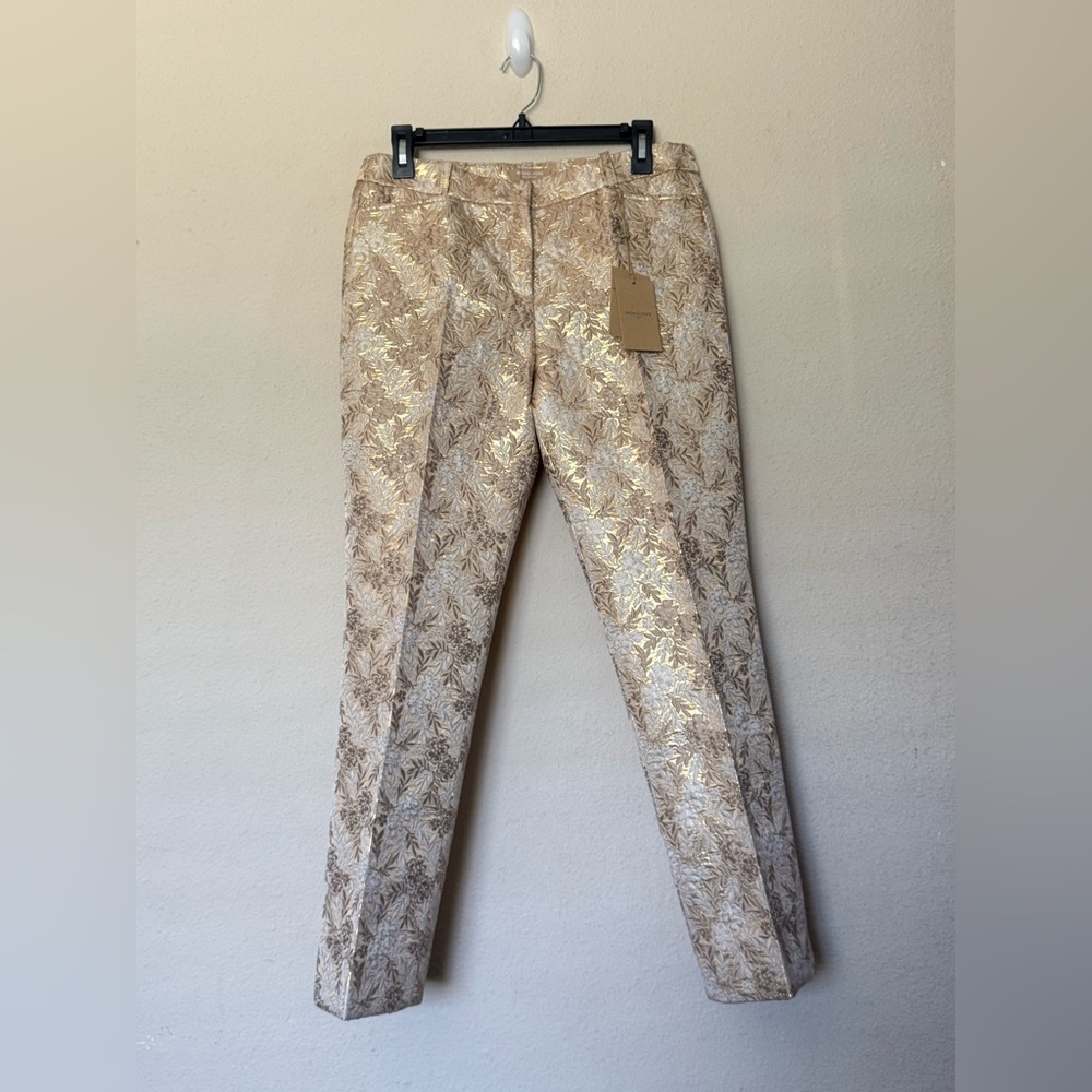Michael Kors Collection Womens Gold and Tan Floral Fabric..Size 6